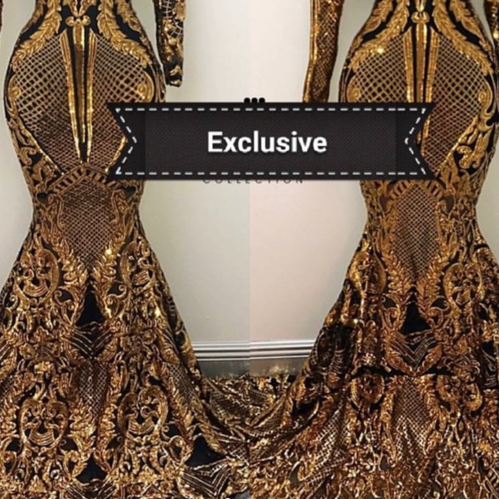 Black and gold bling sequin Prom dress